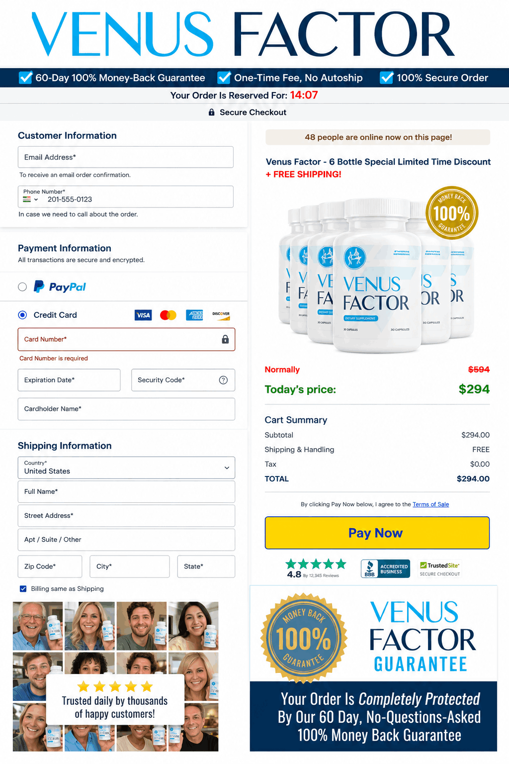 Venus Factor Chek Out Page